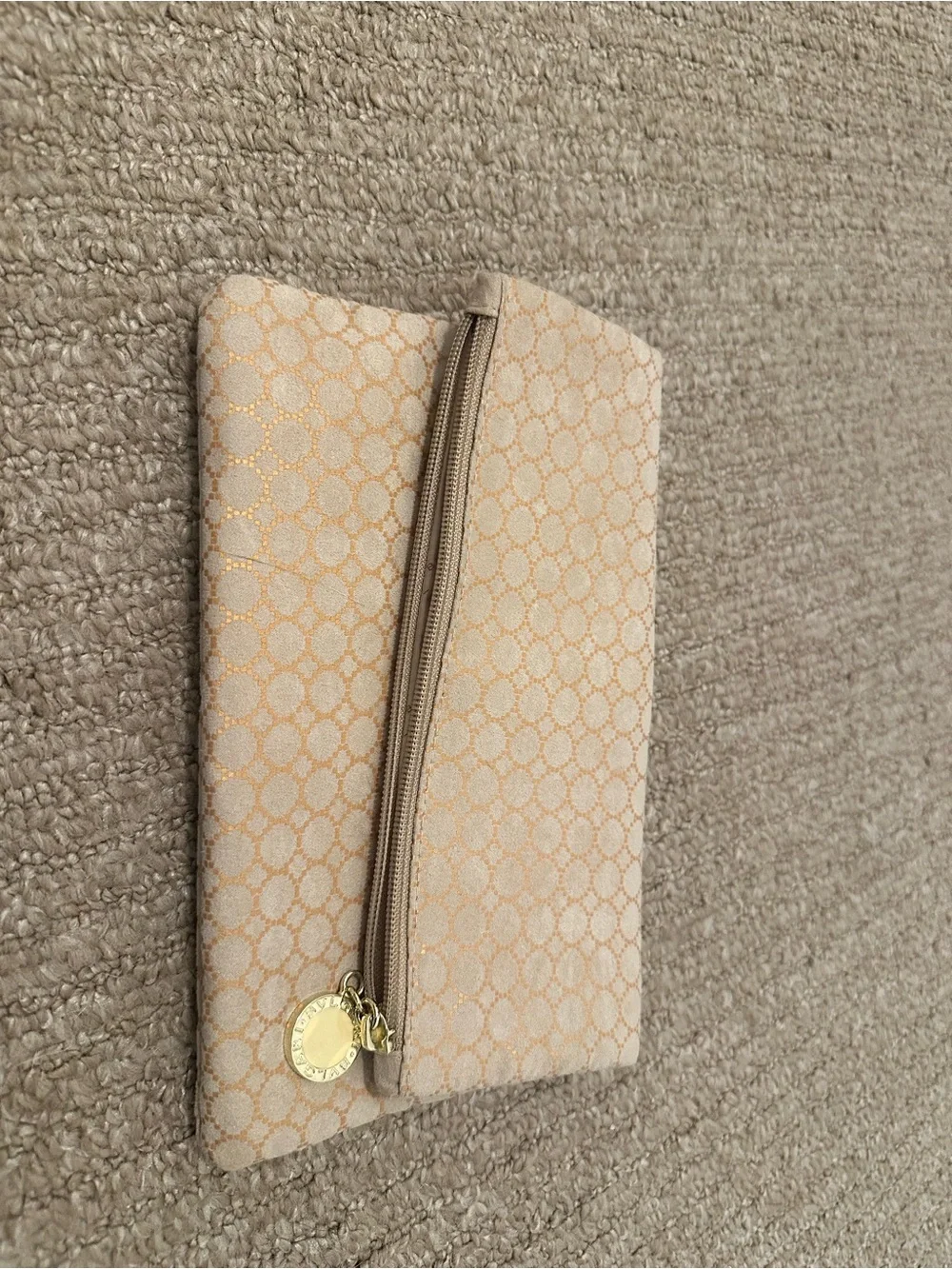 Bulgari Beige & Gold Patterned Cosmetic Pouch